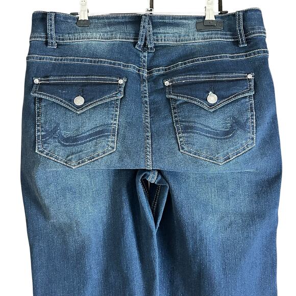 Angels Forever Young Jeans Women Sze 10 Blue Curvy Bootcut Stone Dark Wash Denim - Picture 4 of 12